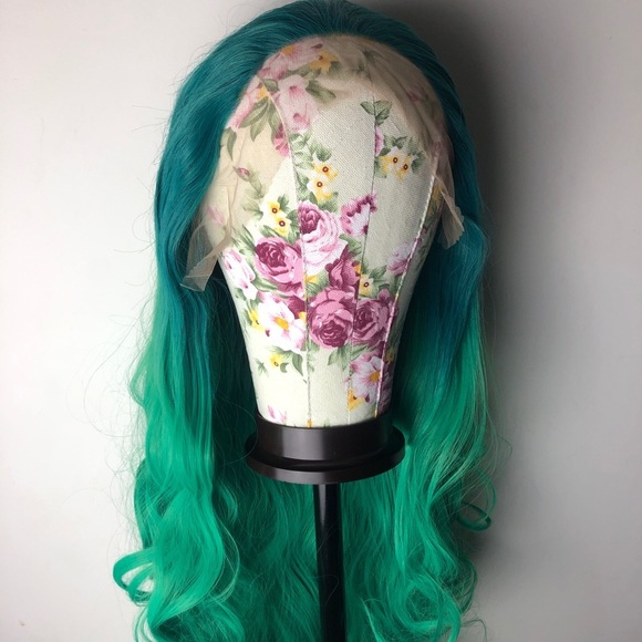 ? 24” GREEN OMBRE BODY WAVY LACE FRONT WIG? *NEW main image 6